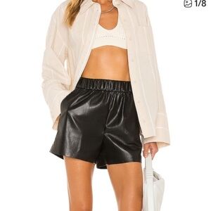 Anine Bing Black Sofia Vegan Leather Shorts XS